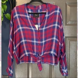 Rails tie front plaid bottom down